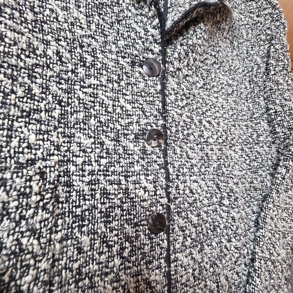 Chicos Wool Blend Tweed Button Front Blazer Size 1 (Medium) Black Cream Boucle - Picture 3 of 9